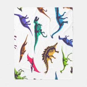 Couverture Polaire Silhouettes de dinosaures : motif de croquis vinta