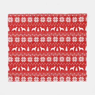 Couverture Polaire Silhouettes d'Épagneul Breton Motif de Noël pour C