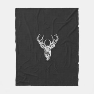 Couverture Polaire Silver White Tail Deer on Carbon Fiber Style Print