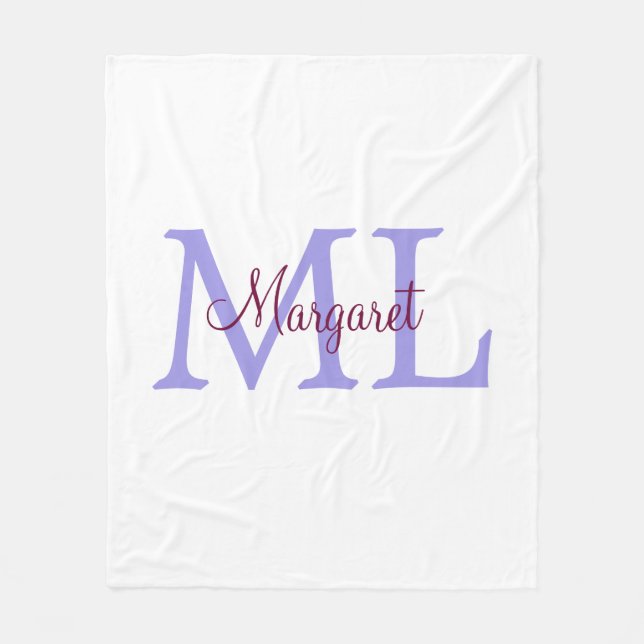 Couverture Polaire simple ajout de nom monogramme rose rouge jeton (Devant)