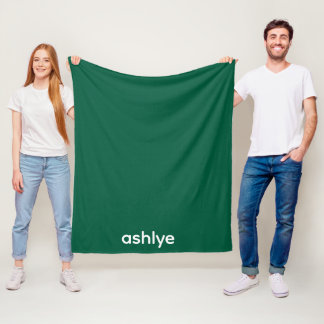 COUVERTURE POLAIRE SIMPLE ÉLÉGANT NOM PERSONNALISÉ VERT