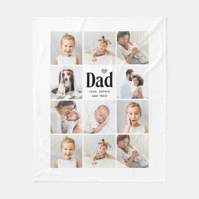 Couverture Polaire Simple et moderne | Photo Collage pour papa (Devant)