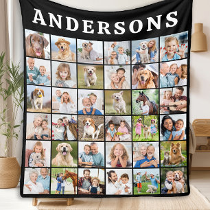 Couverture Polaire Simple Family Photo Collage Nom personnalisé