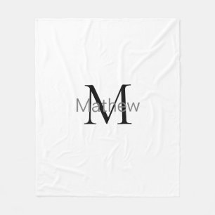 Couverture Polaire simple lettre initiale monogramme ajouter votre no