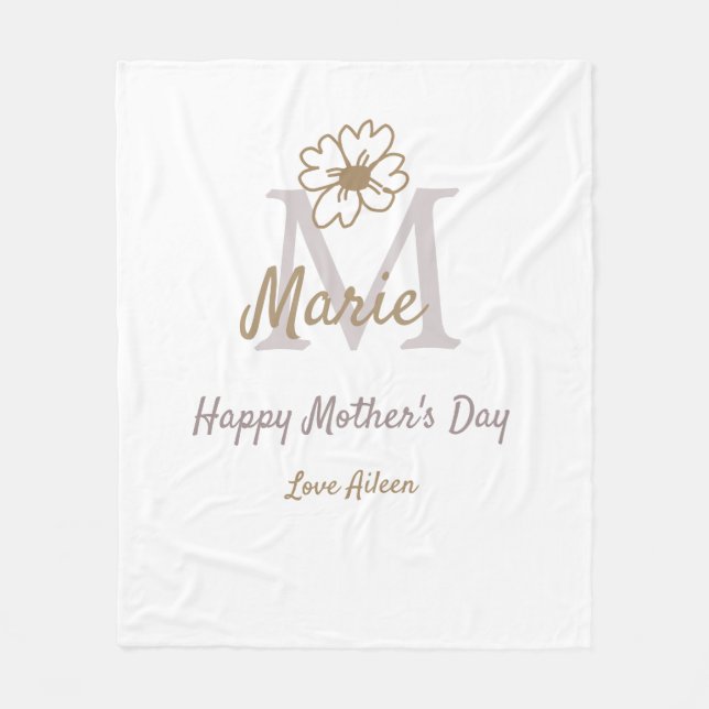 Couverture Polaire simple minimal mother's day monogram golden gray f (Devant)