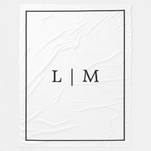 Couverture Polaire Simple Monogramme classique noir et blanc minimali