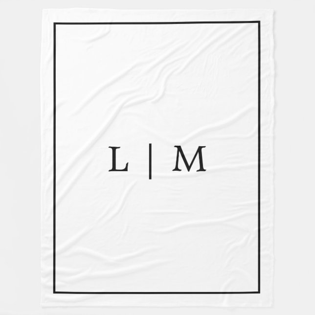 Couverture Polaire Simple Monogramme classique noir et blanc minimali (Devant)