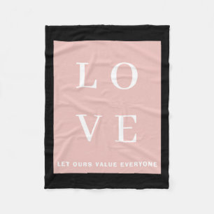 Couverture Polaire Simple Rose Noir Amour Laissons Notre Valeur Pour