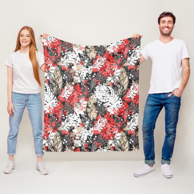 Couverture Polaire Simples jungle tropicale exotique monstres feuille (En situation)