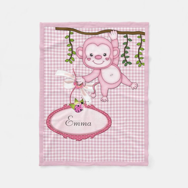 Couverture Polaire Singe rose (Devant)