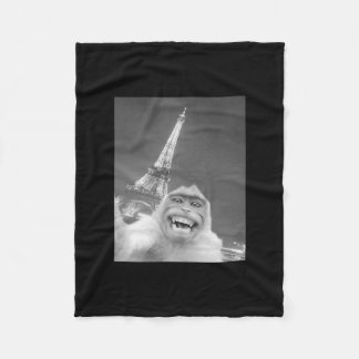 Couverture Polaire Singes drôles selfie Tour Eiffel à Paris Hommes Fe