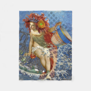 Couverture Polaire Sirène du Verseau Art Gothique Bleu