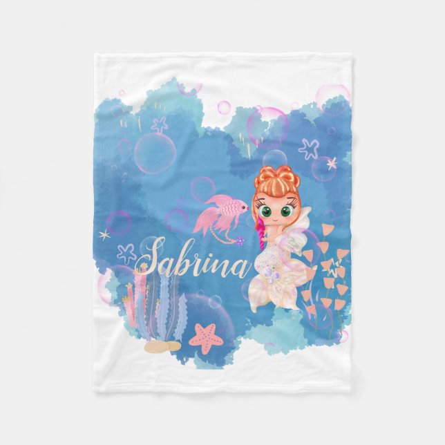 Couverture Polaire Sirène personnalisée (Devant)