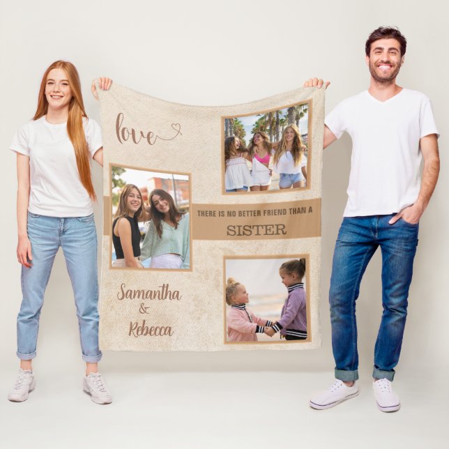 Couverture Polaire Sisters Photo Best Friends Tan tendance (En situation)