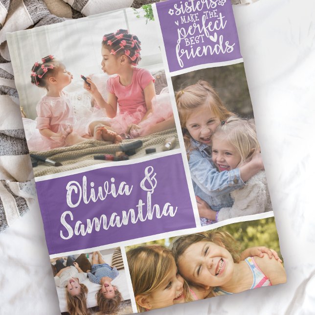 Couverture Polaire Sisters Photo Collage Best Friends tendance (Créateur téléchargé)