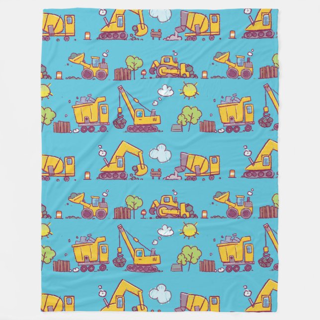 Couverture Polaire Site de construction pour enfants et véhicules (Devant)