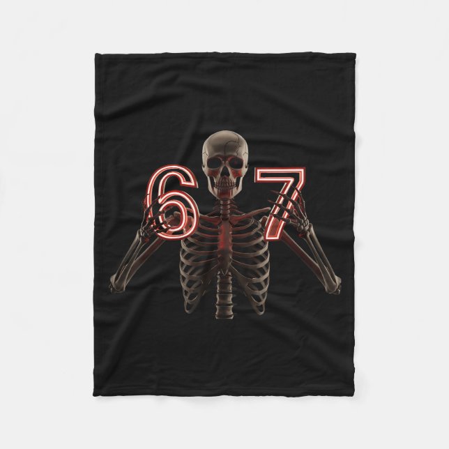Couverture Polaire Six Seven 6 7 Meme Funny Skeleton Hands Sign Let's (Devant)