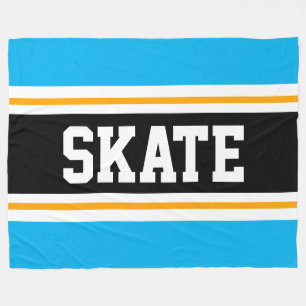 Couverture Polaire SKATE Bright Sky Blue Black Yellow Racing Stripes