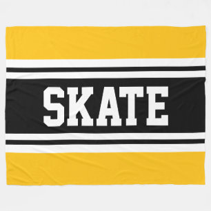 Couverture Polaire SKATE Jaune Orange Noir Rayures de Course
