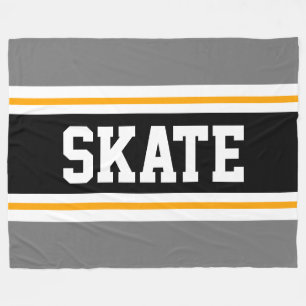 Couverture Polaire SKATE Large Sporty Gris Noir Blanc Stripes De Cour
