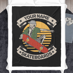 Couverture Polaire Skateboard personnalisé Nez Grab Skeleton Skeleton