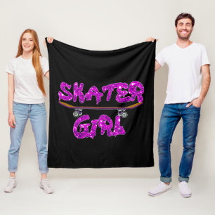 Couverture Polaire Skater Girl Purple Pink Skateboard