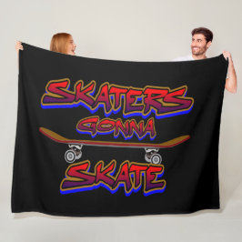 Couverture Polaire Skaters Gonna Skate Skateboard Red Blue Graffiti