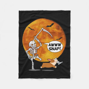 Couverture Polaire Skeleton Brossé Jambe Halloween Corgi Reaper Scyth