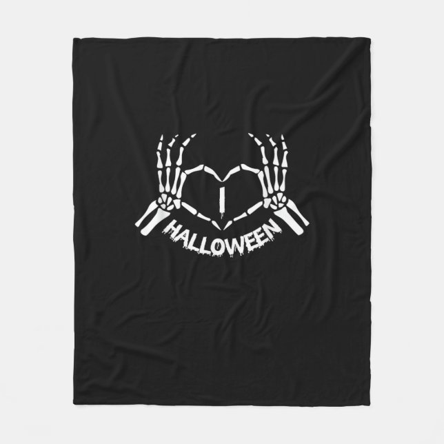 Couverture Polaire Skeleton Coeur main Lazy Costume d'Halloween drôle (Devant)