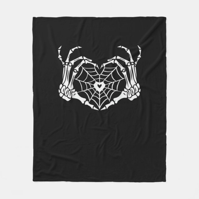 Couverture Polaire Skeleton Coeur main Spiderweb Halloween Cobweb Par (Devant)