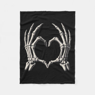Couverture Polaire Skeleton Coeur main Xray Retro Funny Halloween Cos