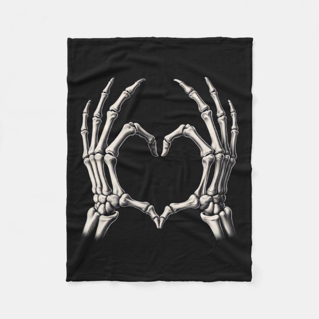 Couverture Polaire Skeleton Coeur main Xray Retro Funny Halloween Cos (Devant)