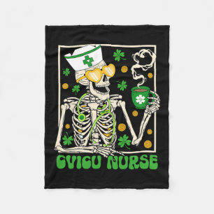 Couverture Polaire Skeleton Cvicu Infirmière Coffee Shamrock P