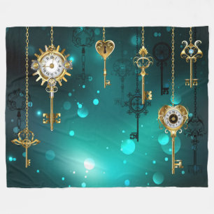 Couverture Polaire Skeleton Keys on Green Background
