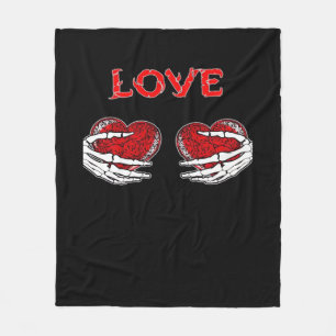 Couverture Polaire Skeleton Mains Coeur Drôle Design