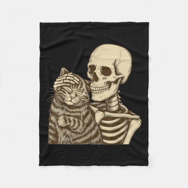 Couverture Polaire Skeleton Pet Chat Cute Halloween Hommes garçons (Devant)