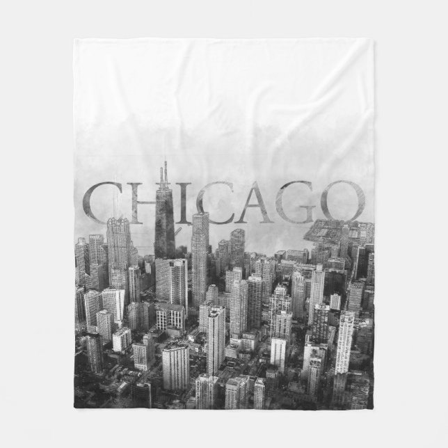 Couverture Polaire Sketch de Chicago Skyline (Devant)