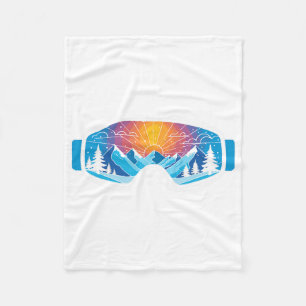 Couverture Polaire Ski Goggles Art Nature Mountains Minimaliste Ski