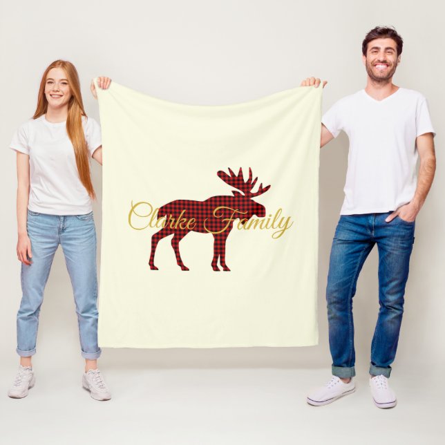 Couverture Polaire Ski Lodge Moose Plaid Fête des vacances (En situation)