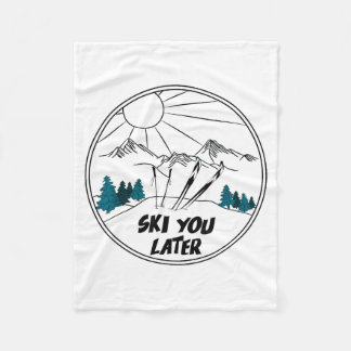 Couverture Polaire Ski sports d'hiver vintage neige poudreuse ski