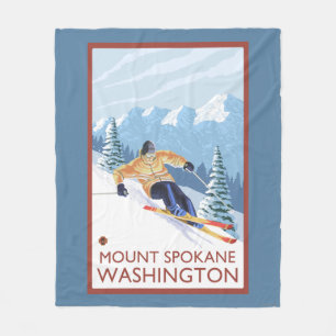 Couverture Polaire Skieur de neige de Downhhill - bâti Spokane,