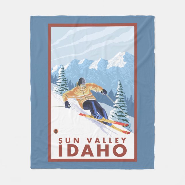 Couverture Polaire Skieur de neige de Downhhill - Sun Valley, Idaho (Devant)