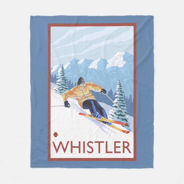 Couverture Polaire Skieur de neige de Downhhill - Whistler, AVANT (Devant)