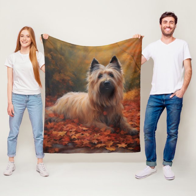 Couverture Polaire Skye Terrier à l'automne Feuilles automne Inspire (En situation)