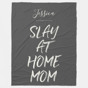 Couverture Polaire Slay At Home Mom Funny Nom personnalisé Gray