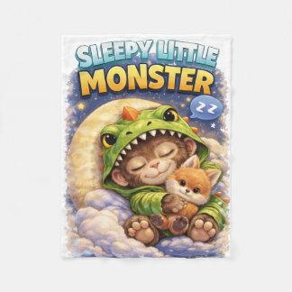 Couverture Polaire Sleepy Little Monster Baby Blanket Cute Dino