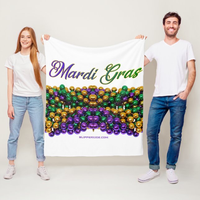 Couverture Polaire SlipperyJoe's Mardi Gras Colliers en perles violet (En situation)