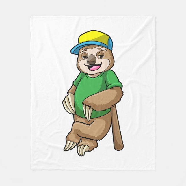 Couverture Polaire Sloth au baseball avec batte de baseball (Devant)
