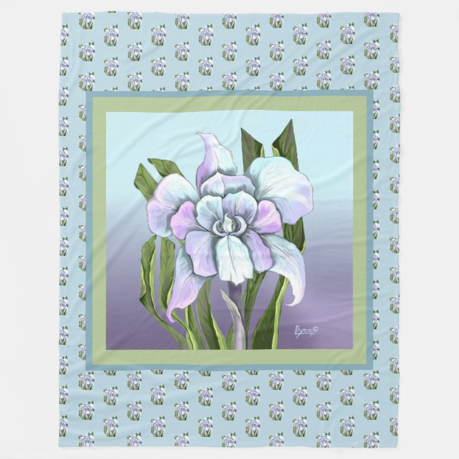 Couverture Polaire Smeraldo fleurie Blanche polaire (Devant)