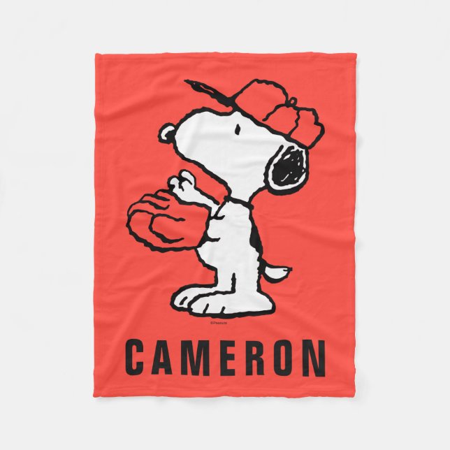 Couverture Polaire Snoopy Varsity Sports Baseball | Ajouter Votre Nom (Devant)